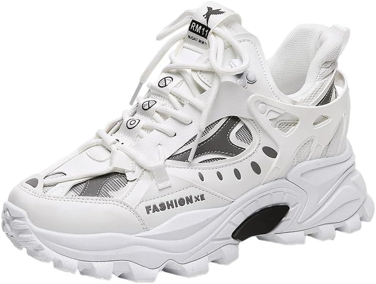 

Мужские ультраширокие массивные кроссовки - повседневные спортивные туфли с высокой подошвой для увеличения роста, поддержкой свода стопы и легким дизайном Clolinde, белый