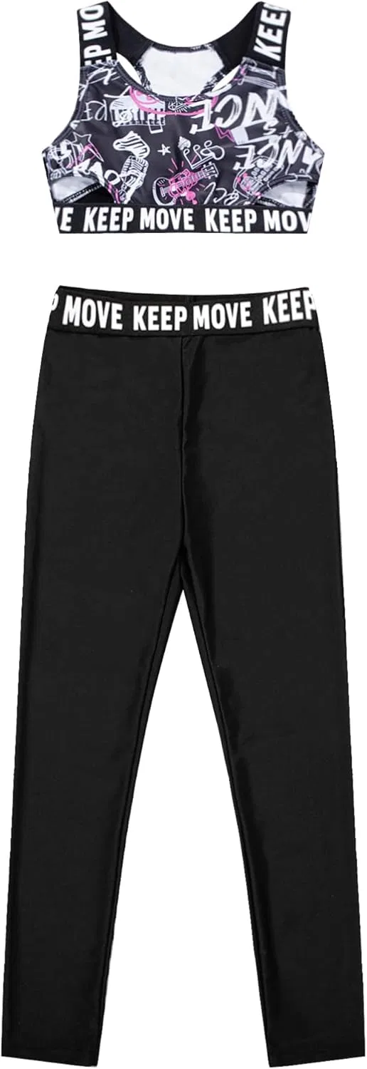 Детский спортивный костюм топ и леггинсы dPois, Black Rose Red