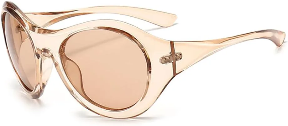 

Большие овальные солнцезащитные очки для женщин, в стиле панк, для мужчин, для занятий спортом на открытом воздухе, солнцезащитные очки UV400 HVTVTLA, Champagne