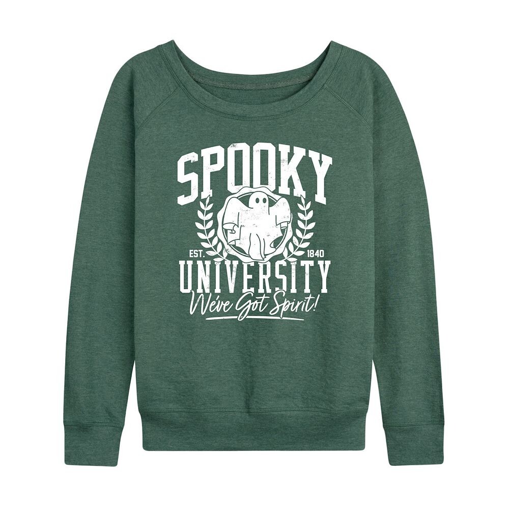 

Женский легкий свитшот из френч терри Spooky University Halloween, цвет Heather Green