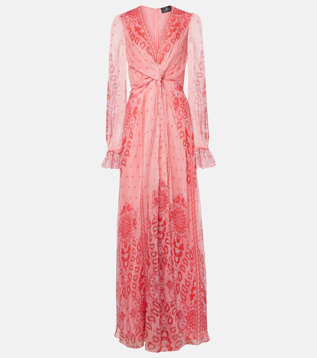 

Шелковое платье с принтом Etro, Print On Pink Base