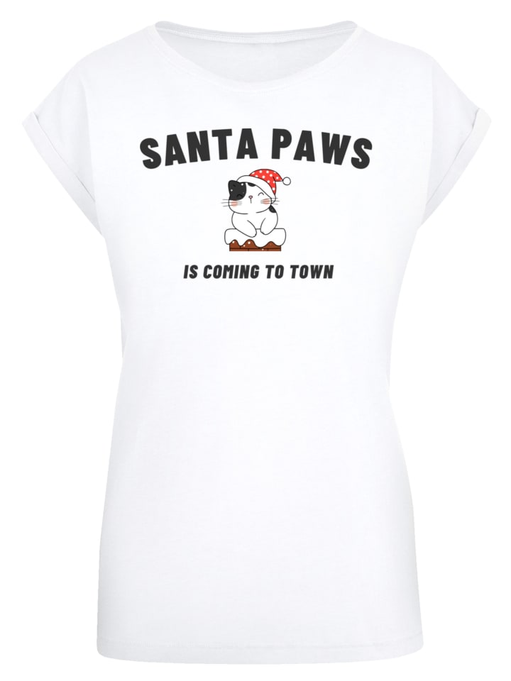 

Футболка Санта-лапки Рождественский кот в белом цвете F4NT4STIC