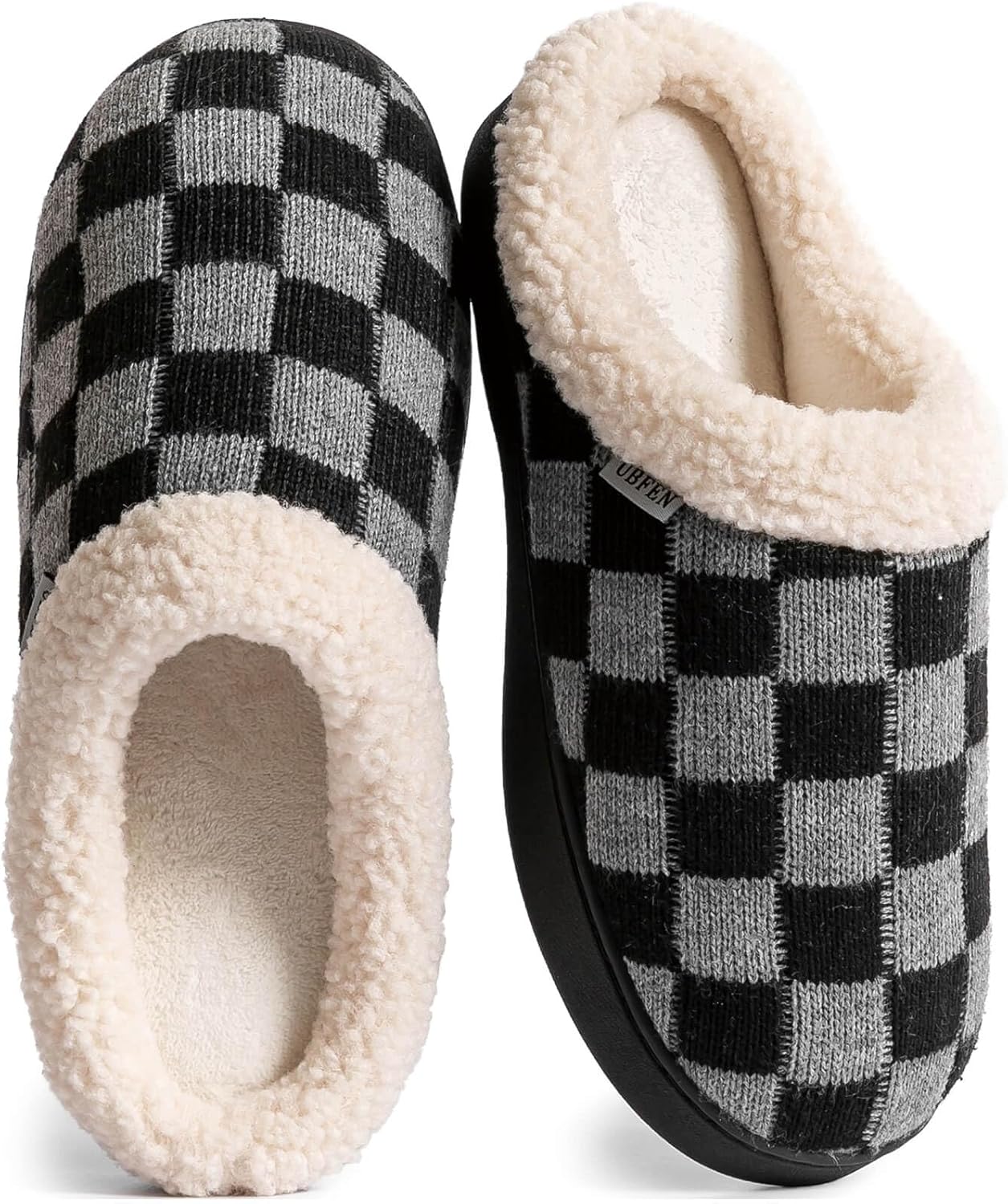 

Мужские тапочки UBFEN для дома и спальни с мемори-пенной стелькой, легкие, без застежек, подходят для улицы, черный/серый