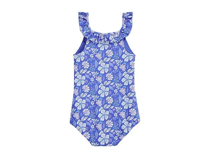 Купальник слитный с рюшами Scoop Ruffle Vineyard Vines Kids, Hibiscus Breakerblue — фото 2