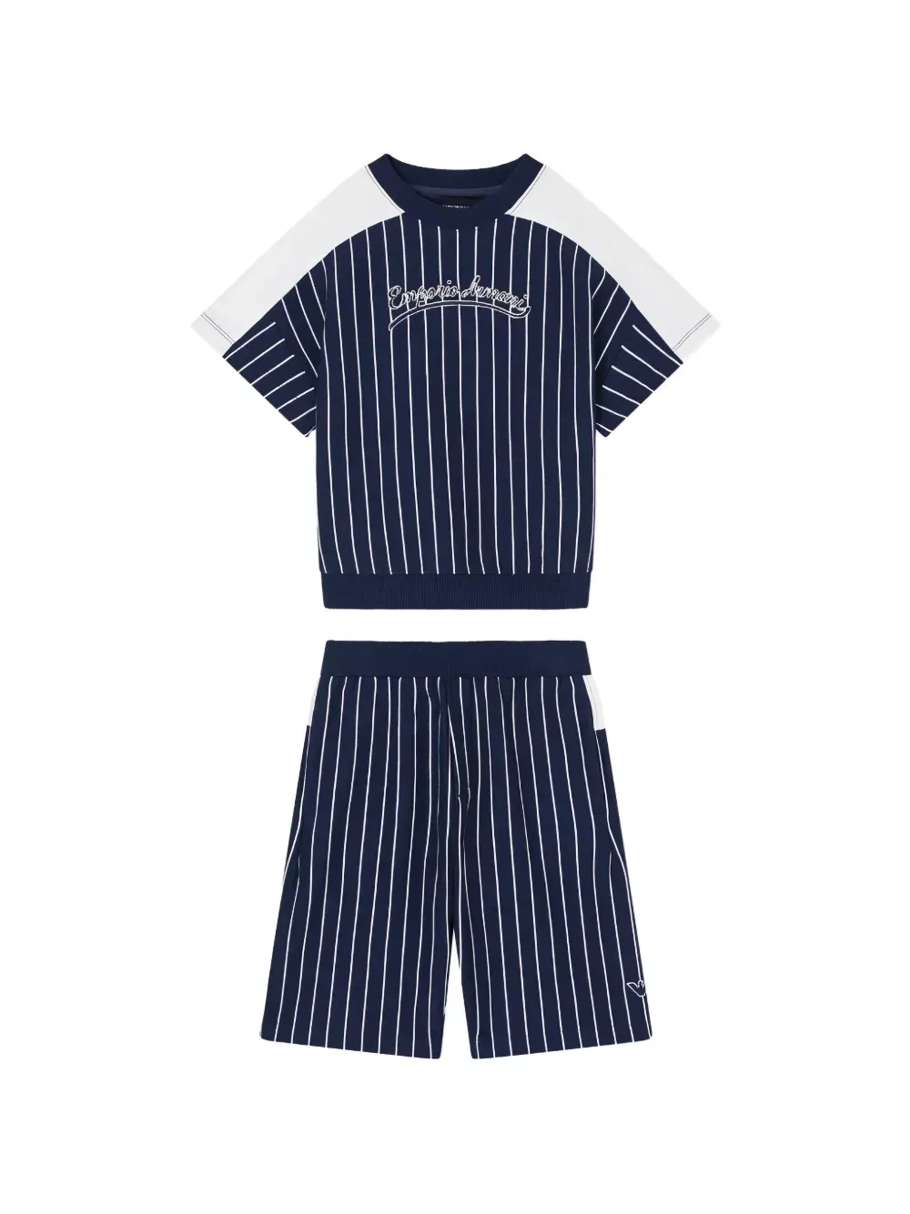 Комплект из футболки и полосатых шорт Emporio Armani Kids, синий