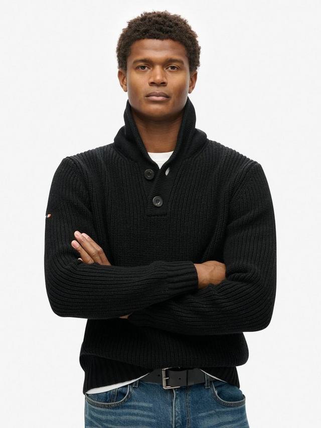 

Джемпер с шальным воротником из шерсти с добавлением других волокон Superdry, Black