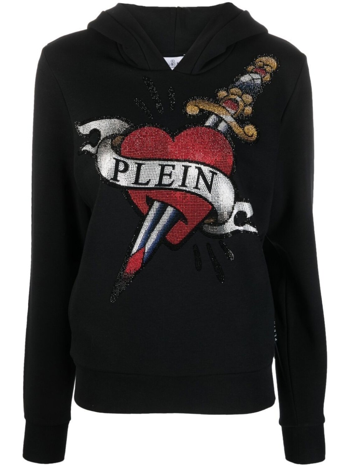 

Philipp Plein худи с кристаллами и логотипом, черный
