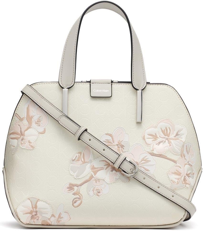

Женская сумка-саквояж Calvin Klein Audrey с тремя отделениями, Cream Floral Emboss