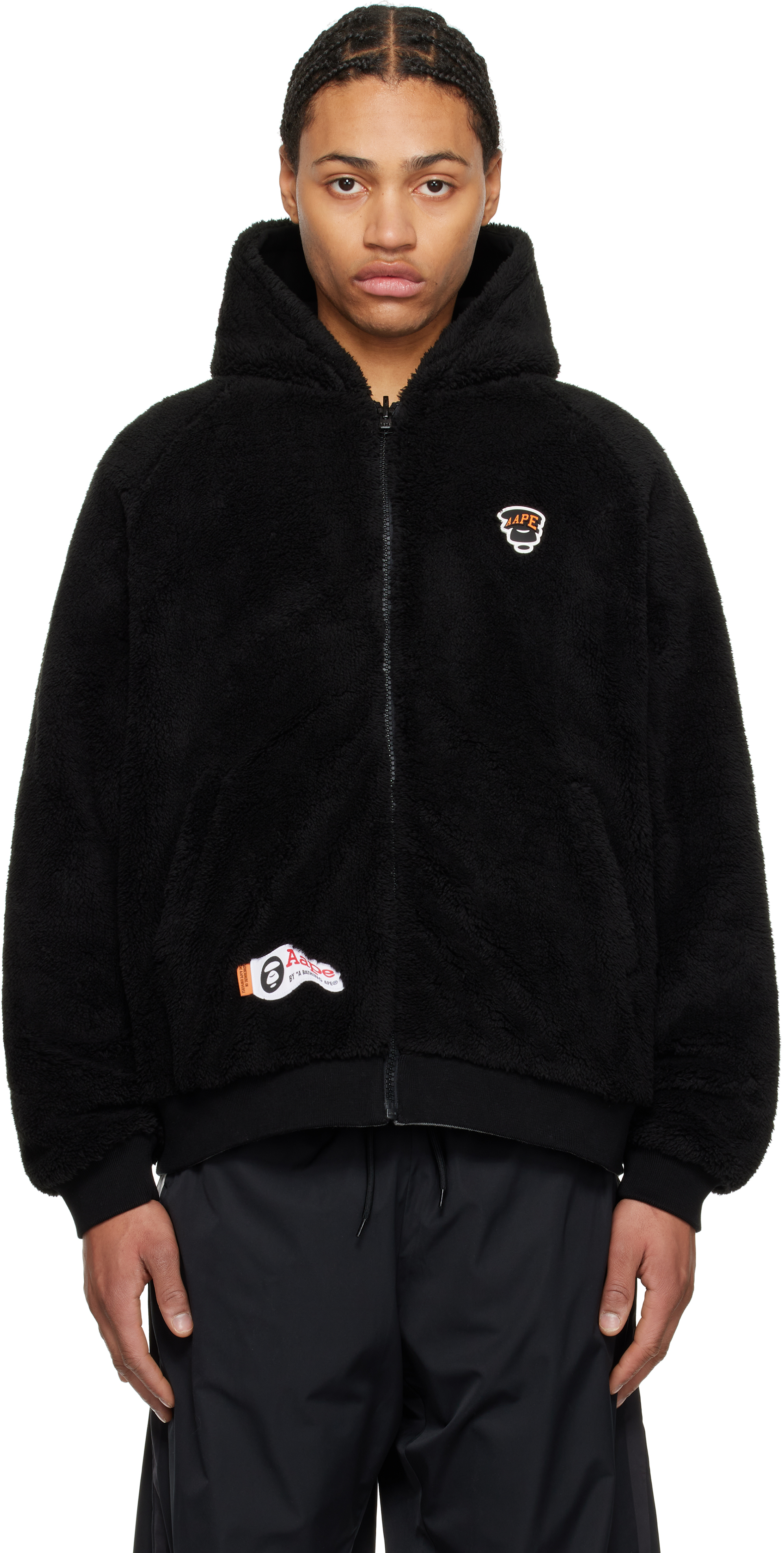 

Серая толстовка с капюшоном на молнии с логотипом Moonface AAPE by A Bathing Ape