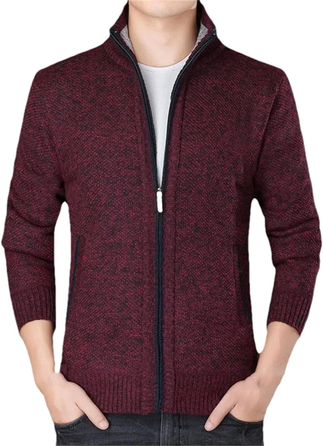 

Мужская осенне-зимняя кардиган-куртка Slim Fit со стойкой и молнией Mnjyihy