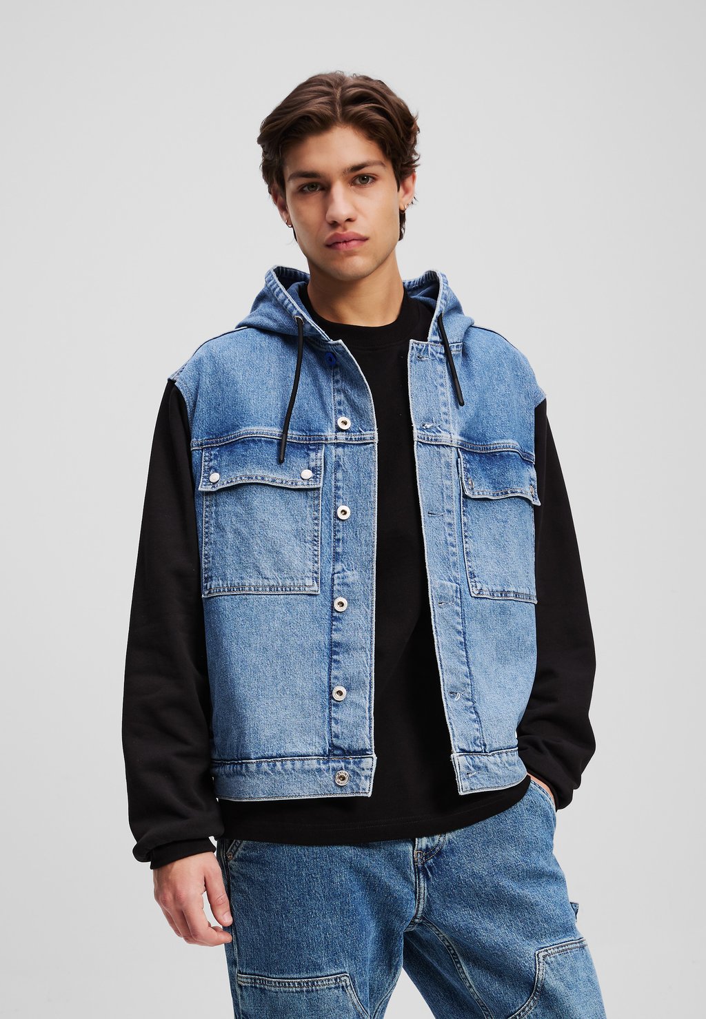 

Джинсовая куртка MIX MATERIAL JACKET Karl Lagerfeld Jeans, цвет Washed Mid Blue