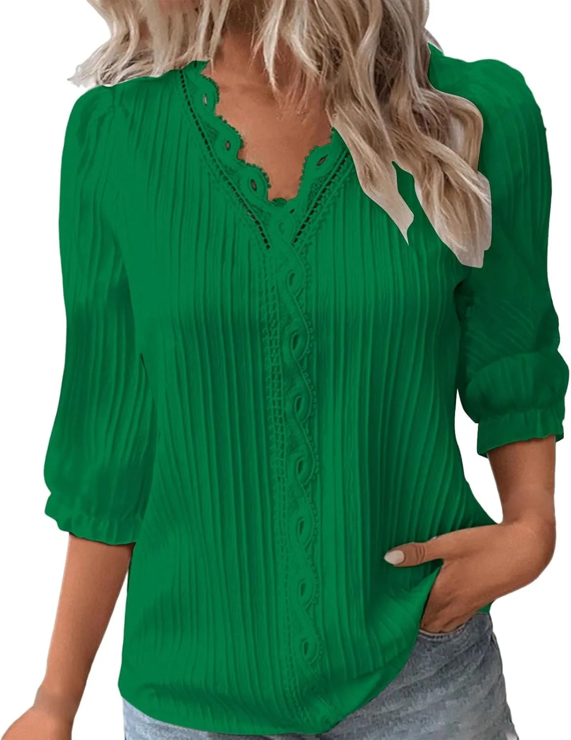 

Женская летняя блузка с кружевным V-образным вырезом PIFAME