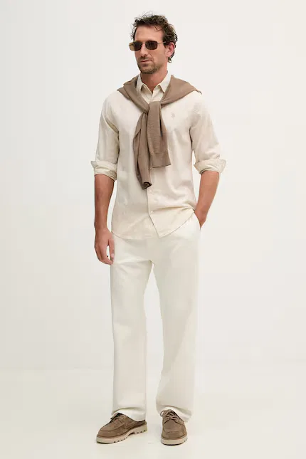 Рубашка safari с льном LINEN BLEND U.S. Polo Assn., бежевый — фото 2