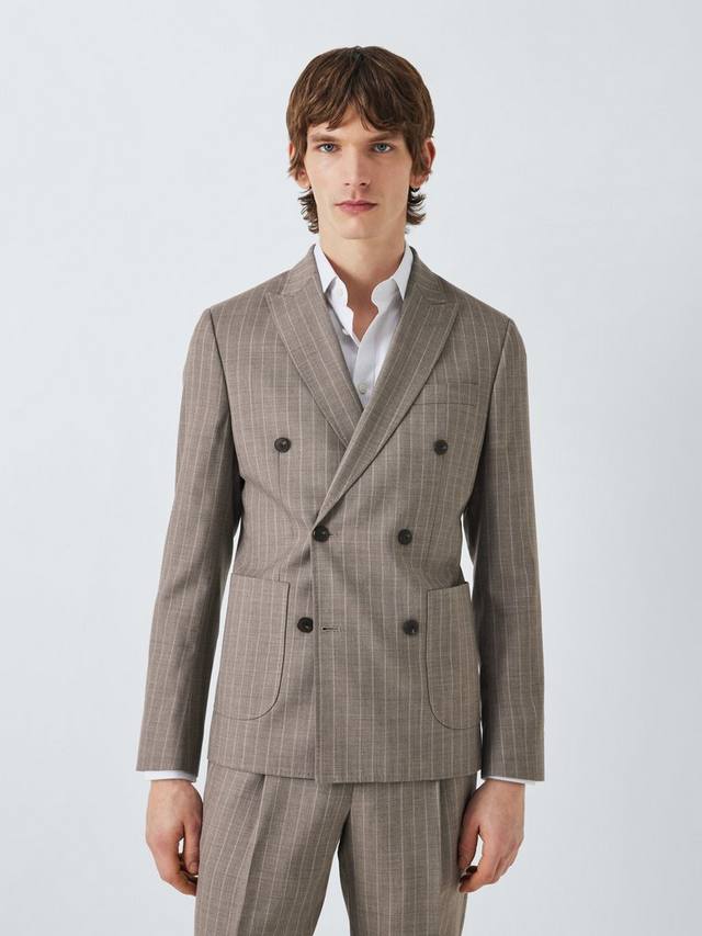 

Двубортный жакет regular fit из супер 100 шерсти в полоску John Lewis, Neutral