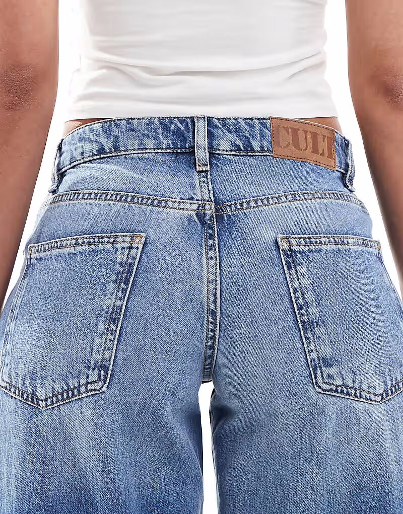 Женские джинсы Superdry Cult Wide-leg With A Mid-rise Waist, винтажный средне-синий — фото 4