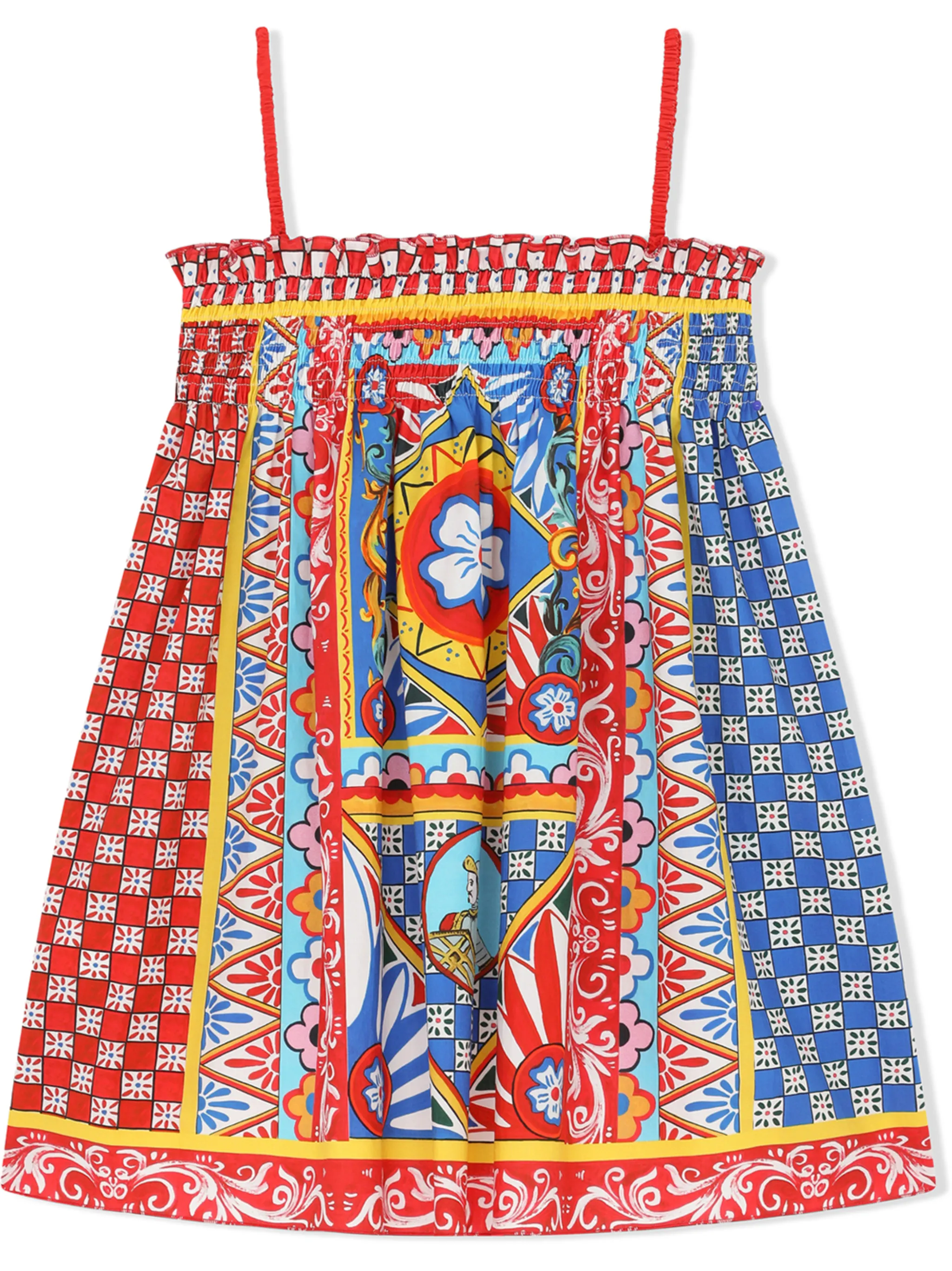 Поплиновое платье мини с принтом Carretto Dolce & Gabbana Kids, красный — фото 2