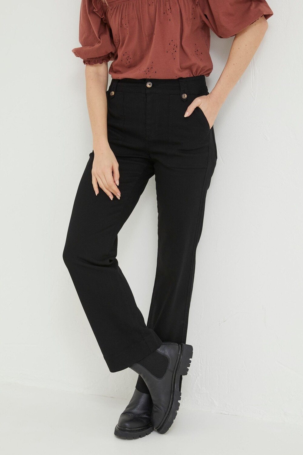 

Широкие парусиновые брюки FatFace Ripley Fat Face, черный