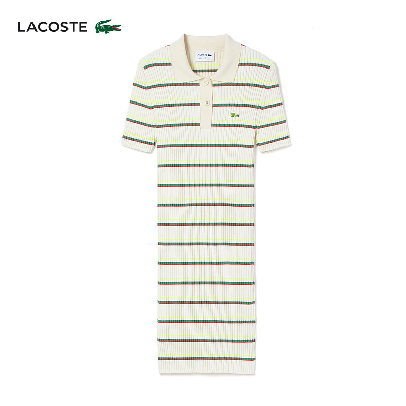 

Платье-поло женское Lacoste легкое, белый / зеленый / желтый