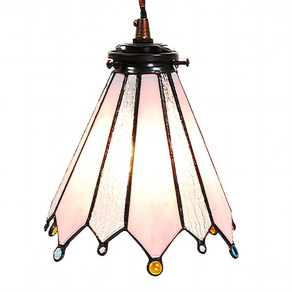 

Подвесной светильник Clayre & Eef Tiffany Ø 18x90 см, розовое стекло, металл, круглый Clayre&Eef, розовый