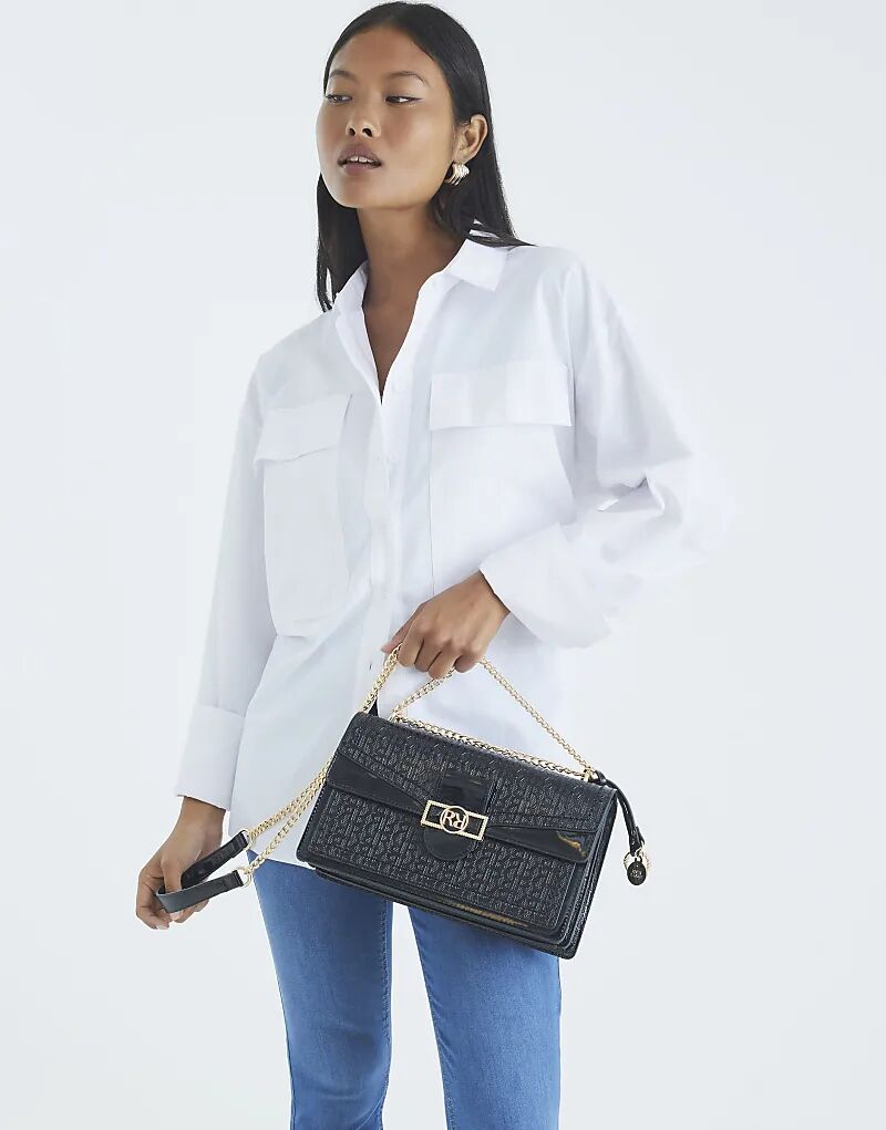 

Сумка через плечо River Island Patent RR с панелями черного цвета