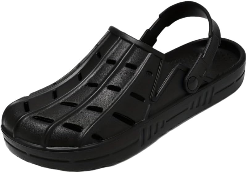 

Мужские модные дышащие сабо большого размера - повседневные пляжные и садовые сандалии из легкого материала EVA для комфортного ношения весь день Fusecottc, черный