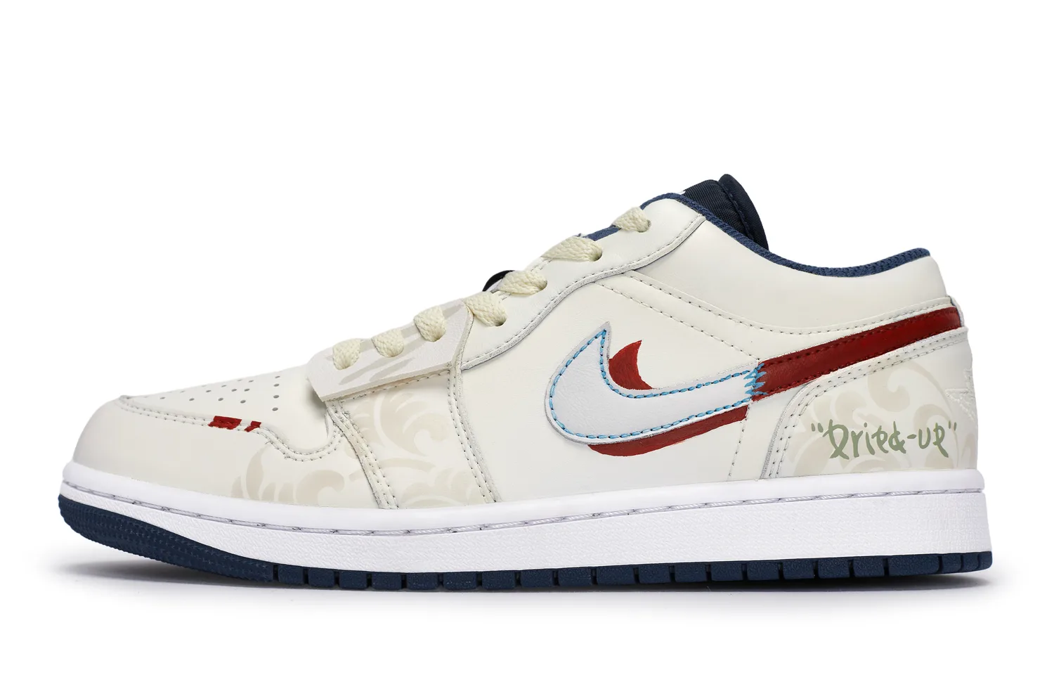 Jordan Air 1 Abrasion Resistant Low top Vintage баскетбольные кроссовки мужские бежевый белый красный — фото 4