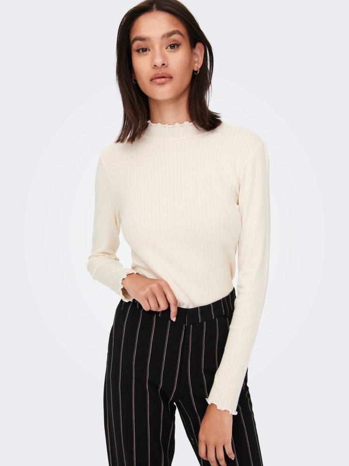 

Тонкая рубашка с длинными рукавами и воротником-стойкой JDYFRANSISKA серого цвета JACQUELINE de YONG