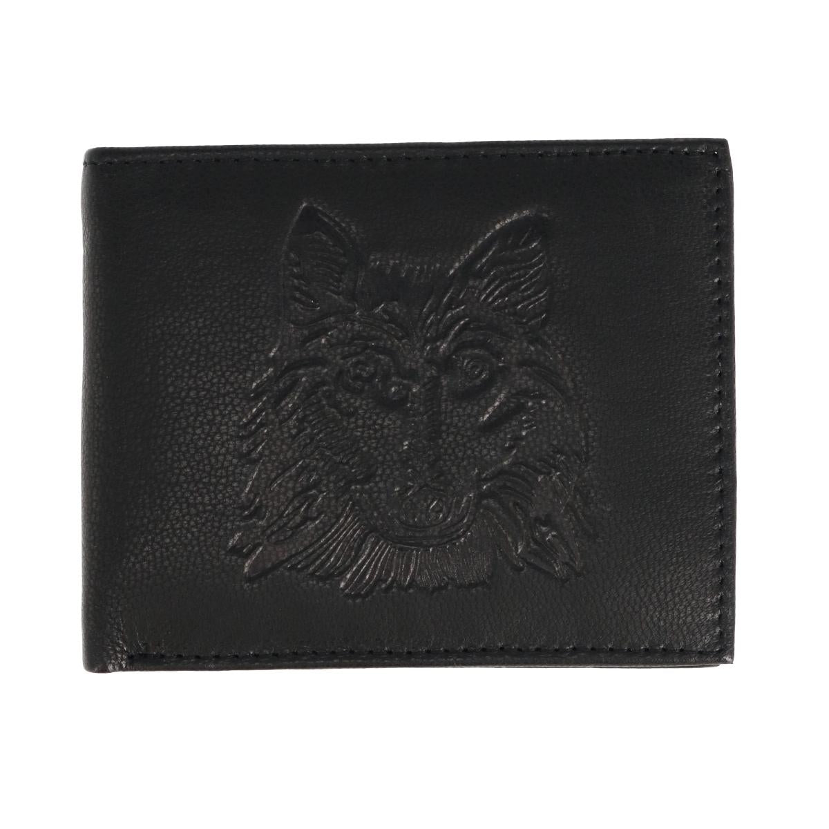 

Мужской кошелек двойного сложения с тиснением RFID Wolf CTM, черный