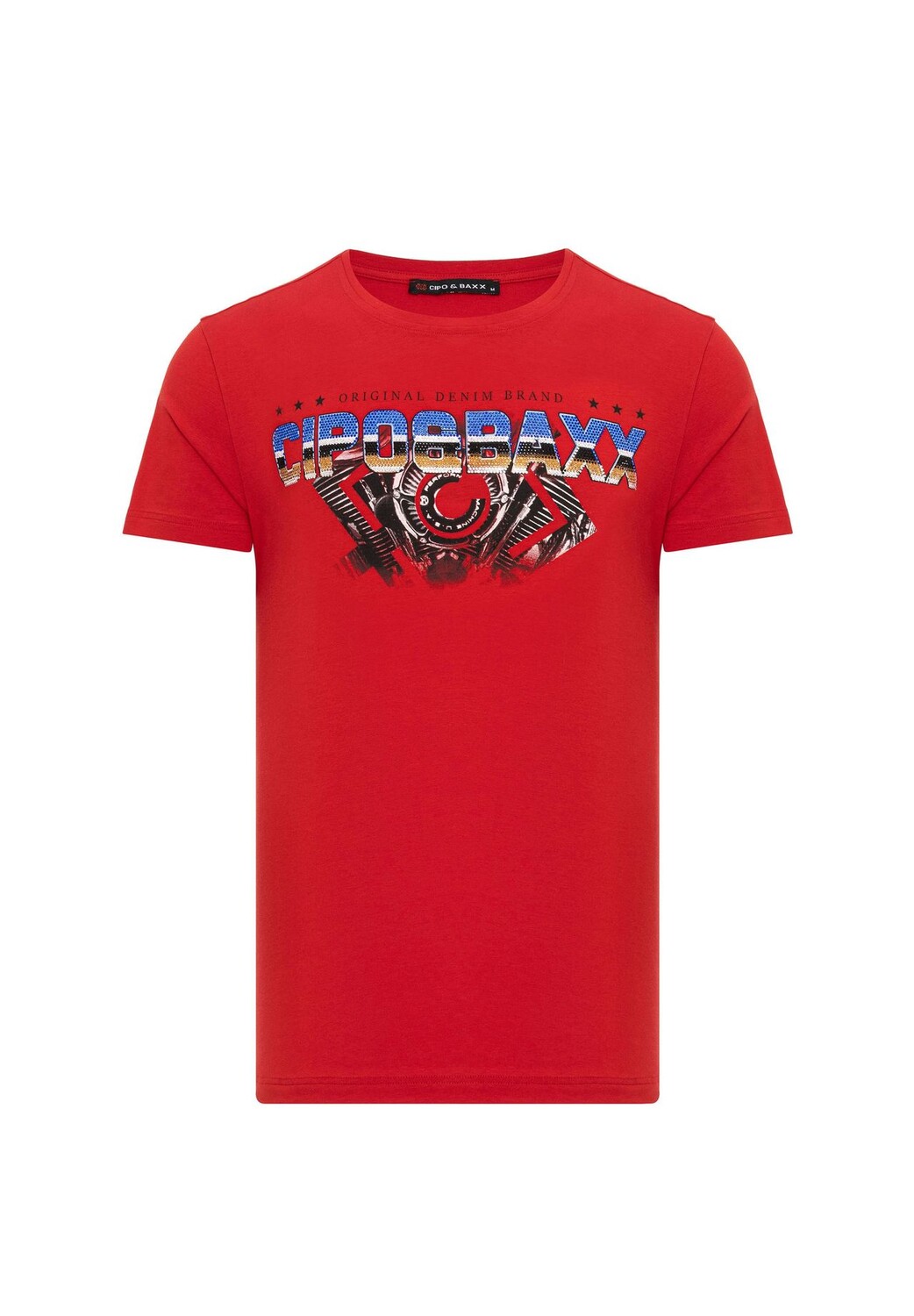 

Футболка с модной надписью бренда CIPO & BAXX, красный