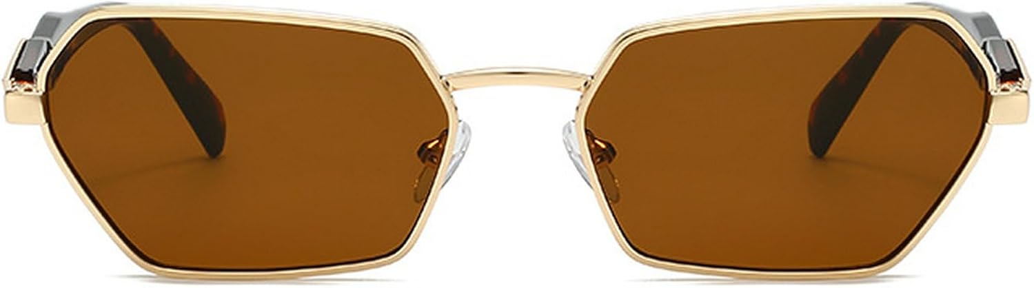 

Модные солнцезащитные очки в металлической оправе квадратной формы для женщин, роскошные солнцезащитные очки «кошачий глаз» с многоугольной формой, защита от ультрафиолета UV400 mincl, Brown