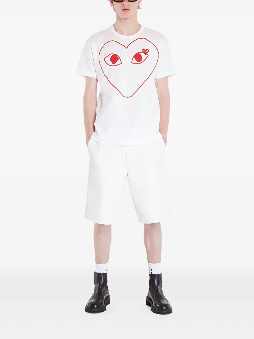 Футболка с принтом Heart Comme Des Garçons Play, белый — фото 2