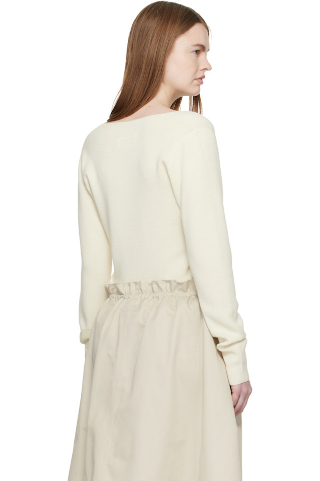 Шерстяной свитер с V-образным вырезом Mm6 Maison Margiela, Off-White — фото 3