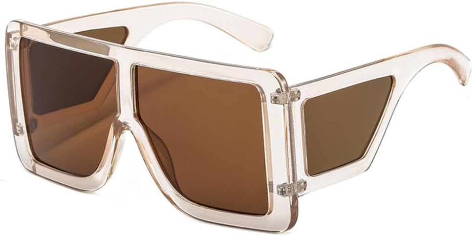 

Солнцезащитные очки One Piece для женщин, большие квадратные очки, модные серые солнцезащитные очки для мужчин, ретро-очки, защита от ультрафиолета UV400 MTZJH, C5light Brown-brown