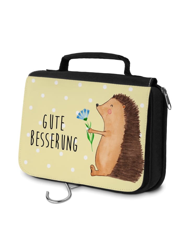 

Mr. & Mrs. Panda Косметичка в виде ежика с цветами и надписью, пастельно-желтого цвета