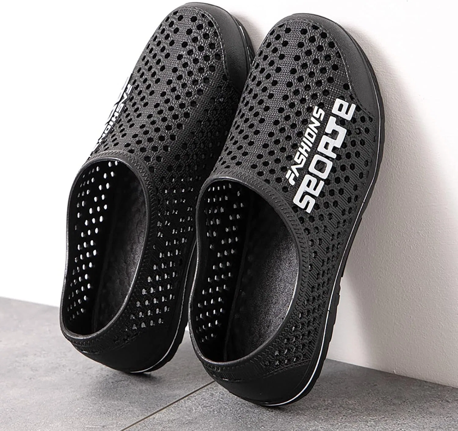 Сабо Hanraz Gartenclogs Damen Gummi - унисекс Atmungsaktiv Badeschuhe Leicht Lochclogs Wasserdicht Outdoorschuhe Flexibel Küchenschuhe Weich Pantoletten Garten Outdoor, A01 Schwarz — фото 3