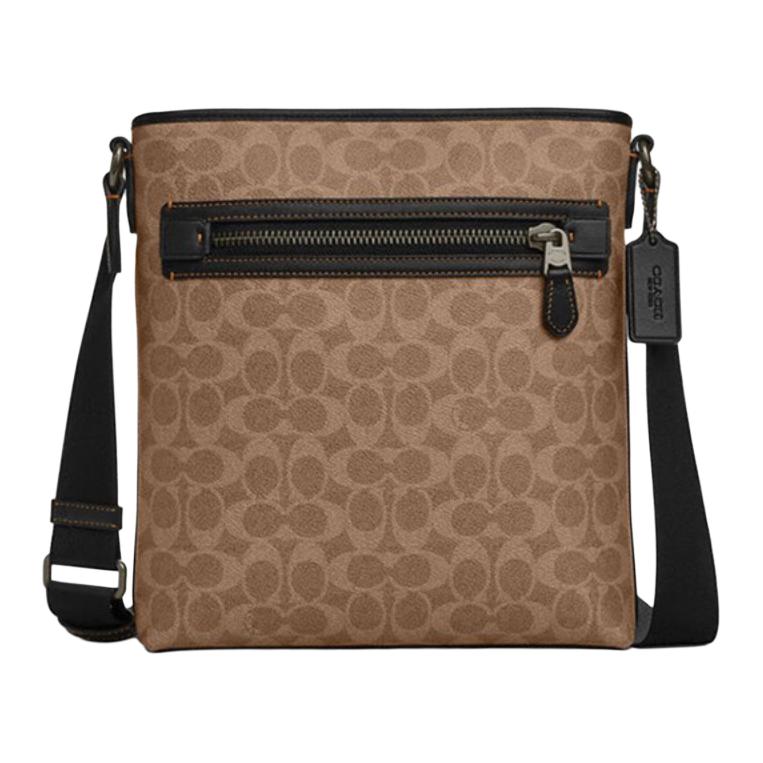 

COACH Маленькая женская плечевая сумка из ПВХ коричнево-черная