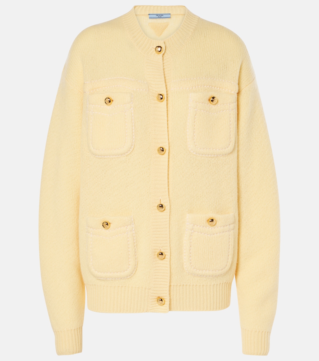 

Кашемировый кардиган свободного кроя Prada, Crema