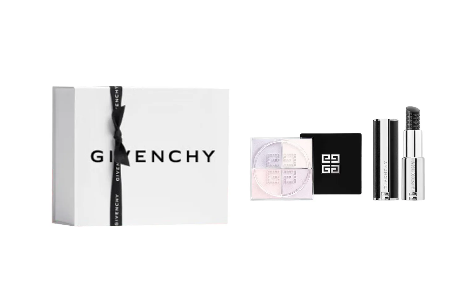 Givenchy Набор макияжа для сияния кожи, легко растушевывается, стойкий, Two-Piece Set: Blush Loose Powder #No.00+Moisturizing Lip Balm #No.10