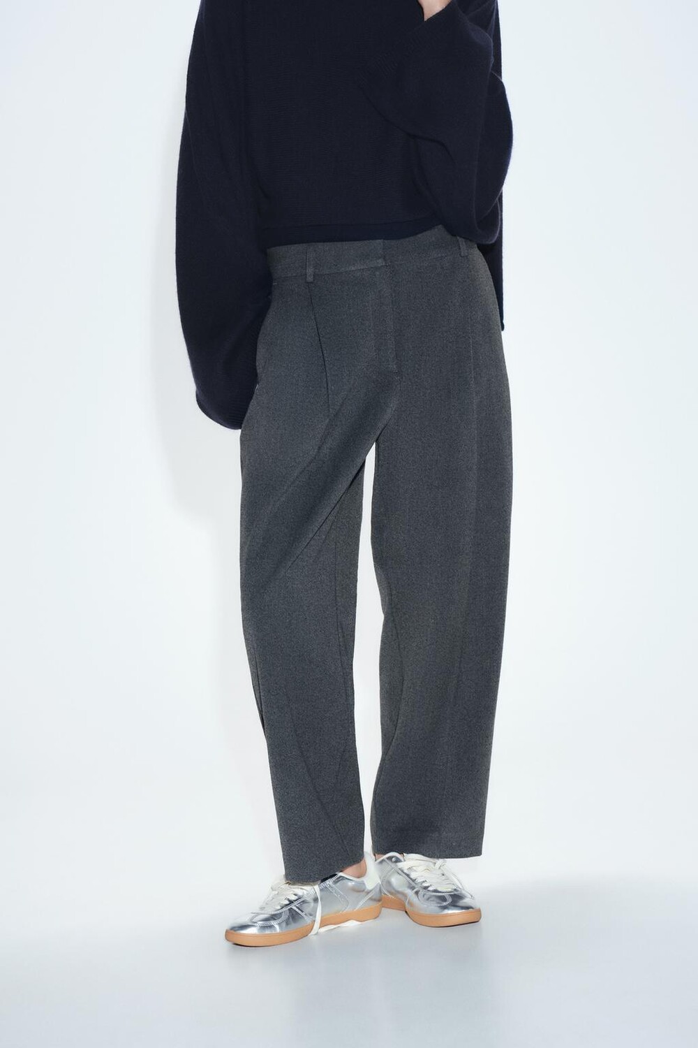 

Прямые брюки с вышивками ZARA, средний-серый