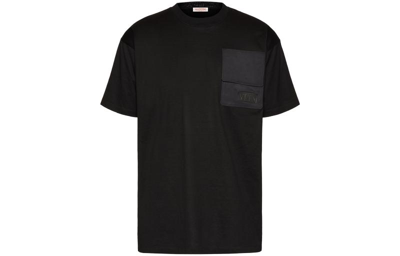 

Valentino Мужская черная футболка с круглым вырезом, умеренно прямой крой, Черный, Valentino Мужская черная футболка с круглым вырезом, умеренно прямой крой