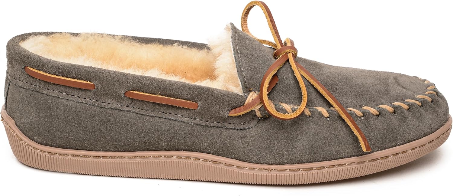 Мужские мокасины Minnetonka с жесткой подошвой из овчины, серый — фото 3