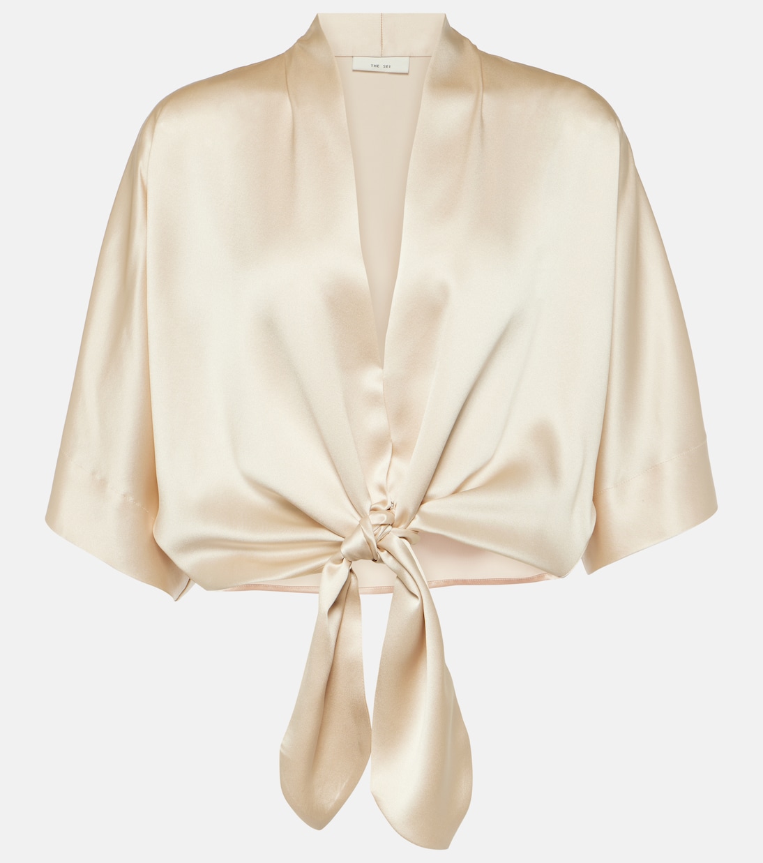 

Топ из шелкового шармеза с завязками спереди The Sei, Oat