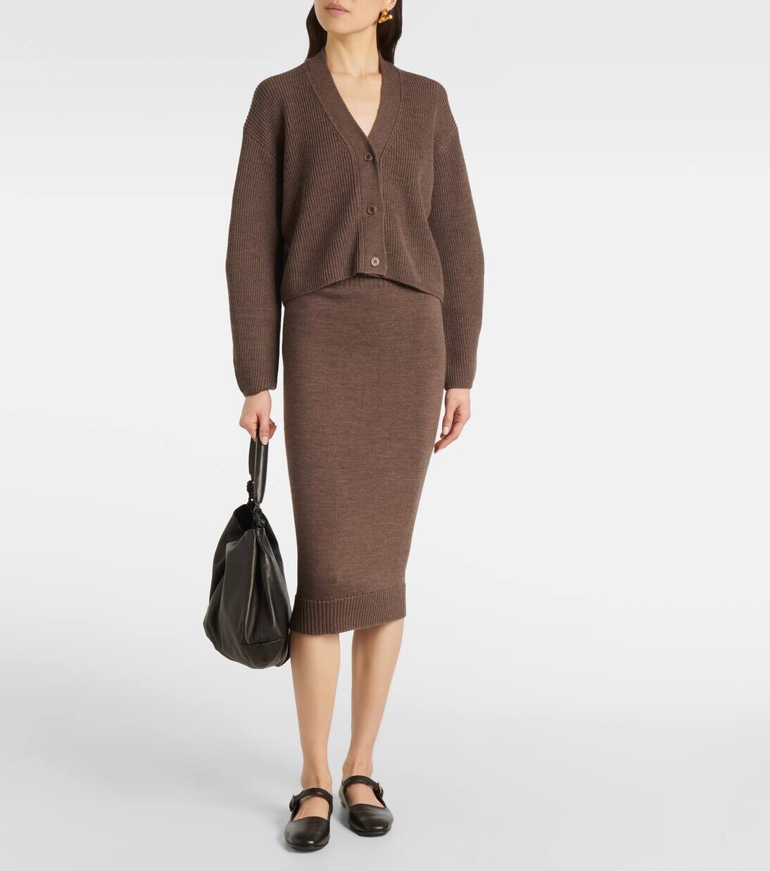 Юбка миди из натуральной шерсти Melk Max Mara, цвет nocciola — фото 2