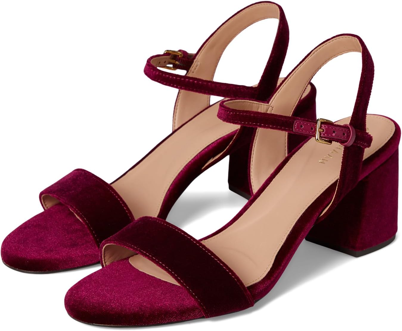 Туфли Cole Haan Josie Block Heel Sandals 65mm, Wine Velvet