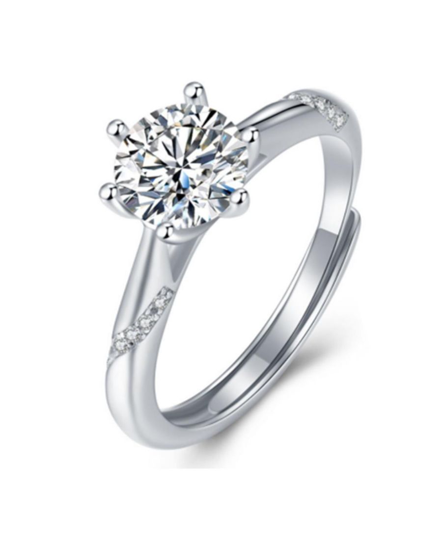 

Женское регулируемое кольцо из стерлингового серебра с подвеской в виде ленты из искусственно выращенного муассанита (1 карат) Stella Valentino, White