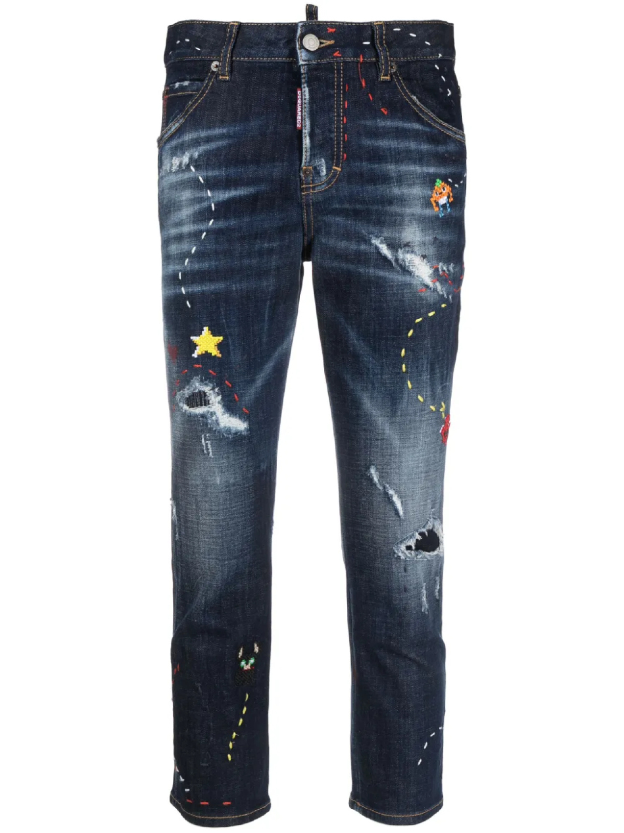 

DSQUARED2 укороченные джинсы с вышивкой, синий