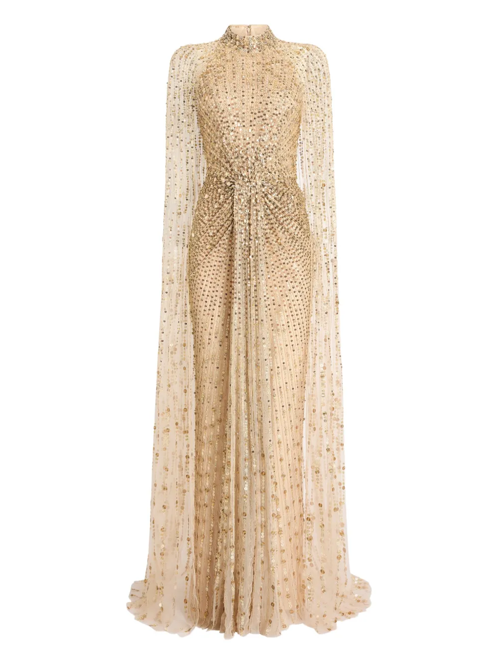 

Длинное платье, украшенное пайетками Jenny Packham, золотой