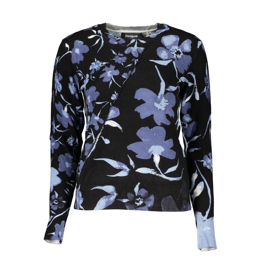 

Desigual Chic Контрастный круглый вырез женский свитер, черный