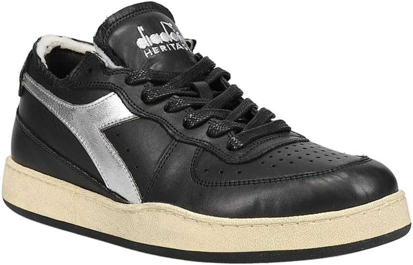 Мужские кроссовки Diadora Mi Basket Row Cut New Moon Metallic на шнуровке, повседневные - черные — фото 2