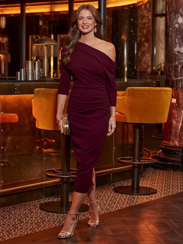 

Асимметриальное платье с защипами Sosandar, Burgundy